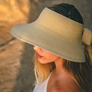 Pineapple & Star Vienna Sun Visor Straw Packable UPF 50+ Beach Hat